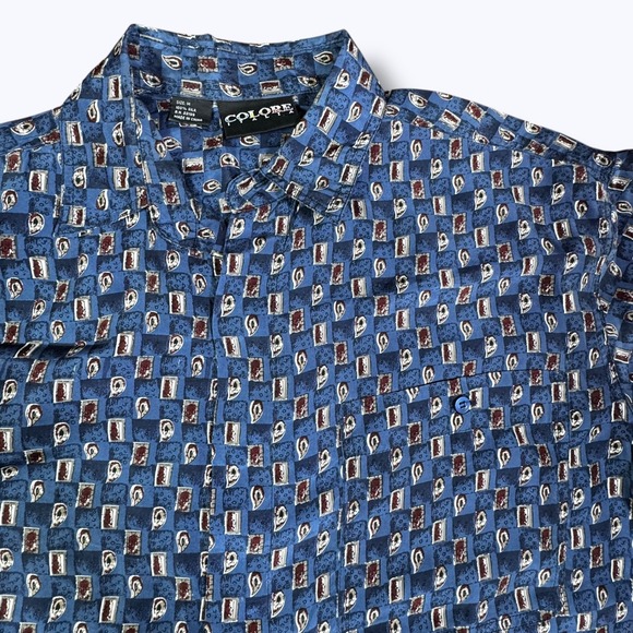 Other - VTG Colore Italia Silk Shirt M Abstract Pattern Short Sleeve Resort Artwear 90s